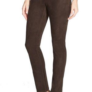 NYDJ Women Brown Size 0 Faux Suede 5 Pocket Skinny Pants MHMJ10T